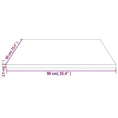 vidaXL Table Top 90x90x2.5 cm Solid Wood Pine Square