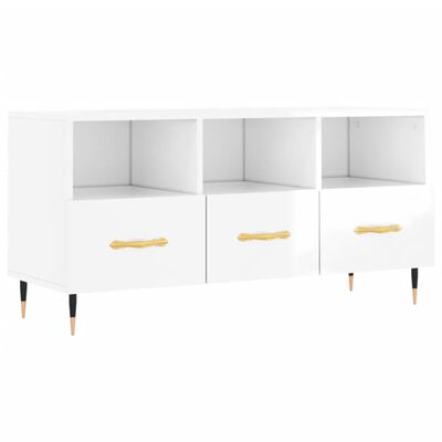 vidaXL TV Cabinet High Gloss White 102x36x50 cm Engineered Wood