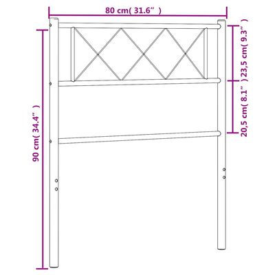 vidaXL Metal Headboard Black 75 cm