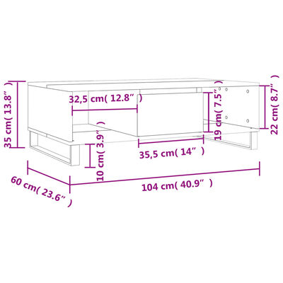 vidaXL Coffee Table White 104x60x35 cm Engineered Wood