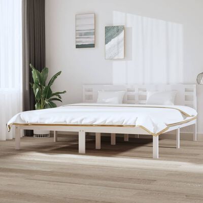 vidaXL Bed Frame without Mattress White 200x200 cm Solid Wood Pine