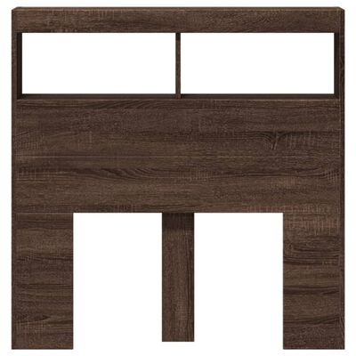 vidaXL Headboard Cabinet with LED Brown Oak 100x17x102 cm