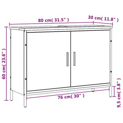 vidaXL Bathroom Sink Cabinet Grey Sonoma 80x30x60 cm Engineered Wood