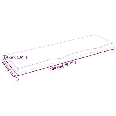 vidaXL Wall Shelf 100x30x(2-4) cm Untreated Solid Wood Oak