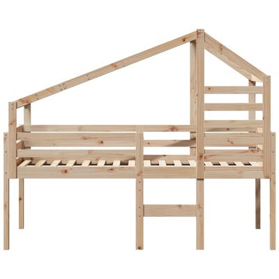 vidaXL High Sleeper Bed without Mattress 75x190 cm Small Single Solid Wood Pine