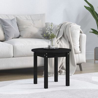 vidaXL Coffee Table Black Ø 45x40 cm Solid Wood Pine