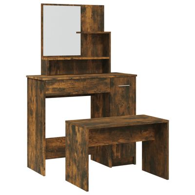 vidaXL Dressing Table Set Smoked Oak 86.5x35x136 cm