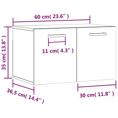 vidaXL Wall Cabinet Sonoma Oak 60x36.5x35 cm Engineered Wood