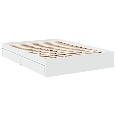 vidaXL Bed Frame with Drawers without Mattress White 135x190 cm Double