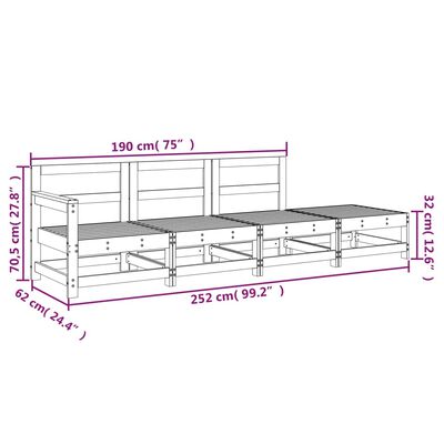 vidaXL 4 Piece Garden Lounge Set Solid Wood Pine