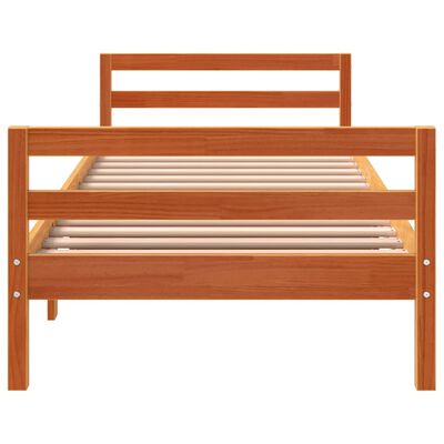 vidaXL Bed Frame without Mattress Wax Brown 75x190 cm Small Single Solid Wood Pine