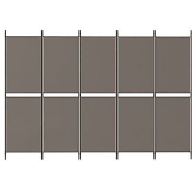 vidaXL 5-Panel Room Divider Anthracite 250x180 cm Fabric