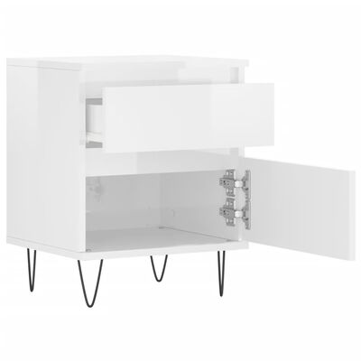 vidaXL Bedside Cabinets 2 pcs High Gloss White 40x35x50 cm Engineered Wood