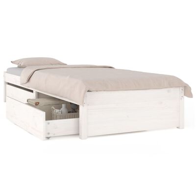 vidaXL Bed Frame without Mattress with Drawers White Small Single