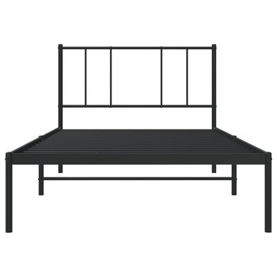 vidaXL Metal Bed Frame without Mattress with Headboard Black 75x190 cm Small Single