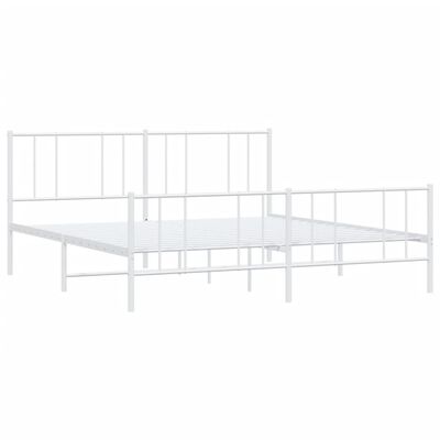 vidaXL Metal Bed Frame without Mattress with Footboard White 200x200 cm