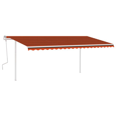 vidaXL Manual Retractable Awning with Posts 5x3 m Orange and Brown