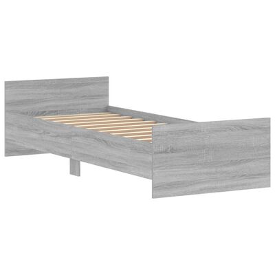 vidaXL Bed Frame without Mattress Grey Sonoma 75x190 cm Small Single Engineered Wood