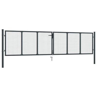 vidaXL Mesh Garden Gate Galvanised Steel 400x125 cm Grey