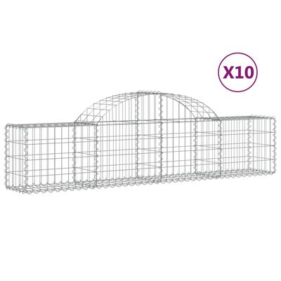 vidaXL Arched Gabion Baskets 10 pcs 200x30x40/60 cm Galvanised Iron