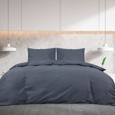 vidaXL Duvet Cover Set Anthracite 140x200 cm Light-weight Microfiber