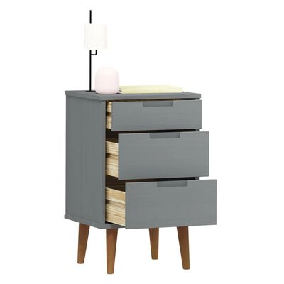 vidaXL Bedside Cabinet MOLDE Grey 40x35x65 cm Solid Wood Pine