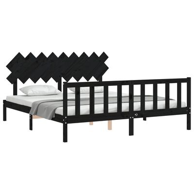 vidaXL Bed Frame without Mattress Black 160x200 cm Solid Wood Pine