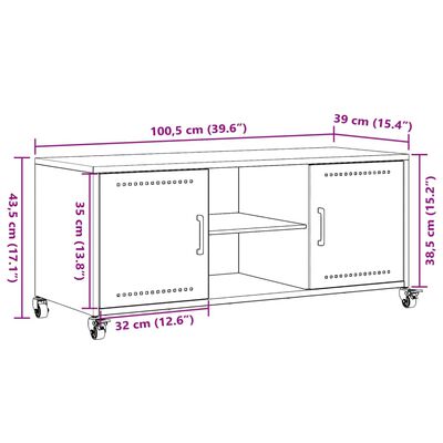 vidaXL TV Cabinet Olive Green 100.5x39x43.5 cm Steel