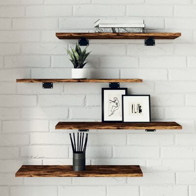 vidaXL Wall Shelves 4 pcs Smoked Oak 60x20x1.5 cm Engineered Wood