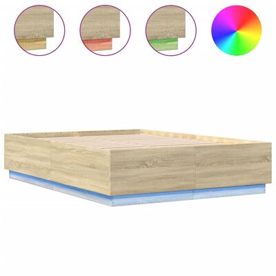 vidaXL Bed Frame with LED without Mattress Sonoma Oak 160x200 cm