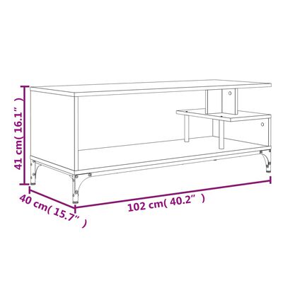 vidaXL TV Cabinet Smoked Oak 102x40x41 cm Engineered Wood and Powder-coated Steel