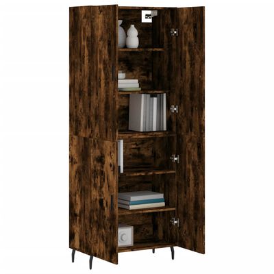 vidaXL Highboard Smoked Oak 69.5x34x180 cm Engineered Wood