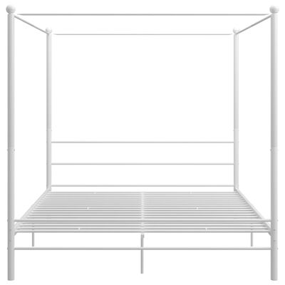 vidaXL Canopy Bed Frame without Mattress White Metal 180x200 cm Super King