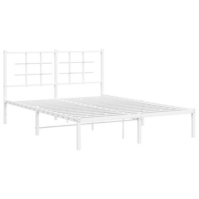 vidaXL Metal Bed Frame without Mattress with Headboard White 135x190 cm Double