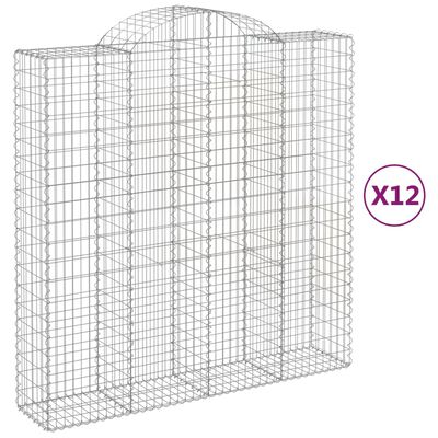 vidaXL Arched Gabion Baskets 12 pcs 200x50x200/220 cm Galvanised Iron