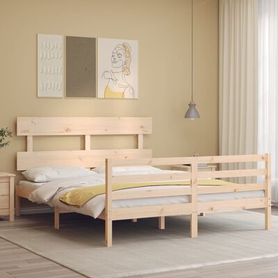 vidaXL Bed Frame without Mattress King Size Solid Wood