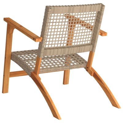 vidaXL Garden Chairs 2 pcs Beige Poly Rattan and Acacia Wood