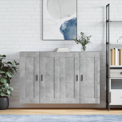 vidaXL Wall Mounted Cabinets 2 pcs Concrete Grey Engineered Wood