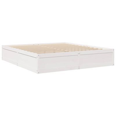 vidaXL Bed with Mattress White 180x200 cm Super King Solid Wood Pine