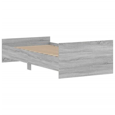 vidaXL Bed Frame without Mattress Grey Sonoma 90x190 cm Single Engineered Wood