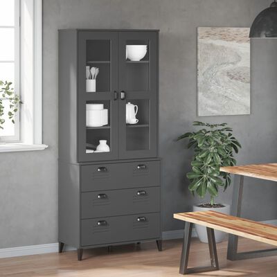 vidaXL Highboard VIKEN Anthracite Grey 80x40x190 cm Solid Wood Pine