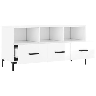 vidaXL TV Cabinet High Gloss White 102x36x50 cm Engineered Wood