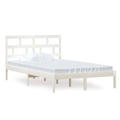 vidaXL Bed Frame without Mattress White Solid Wood 120x200 cm (810013+814185)