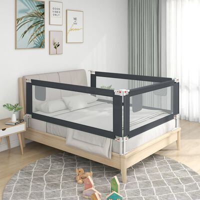 vidaXL Toddler Safety Bed Rail Dark Grey 190x25 cm Fabric