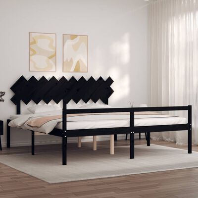 vidaXL Senior Bed without Mattress Black 200x200 cm Solid Wood