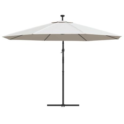 vidaXL Cantilever Garden Parasol with LED Lights and Metal Pole 350 cm Sand