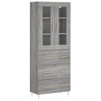 vidaXL Highboard Grey Sonoma 69.5x34x180 cm Engineered Wood