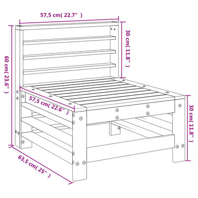 vidaXL Garden Middle Sofa White Solid Wood Pine