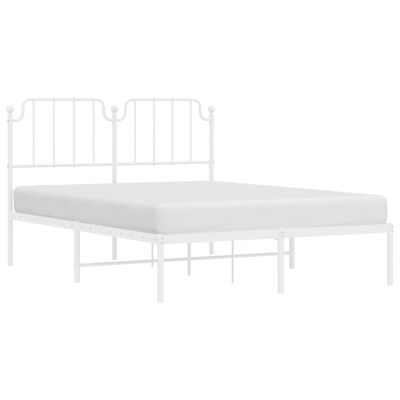 vidaXL Metal Bed Frame without Mattress with Headboard White 140x190 cm