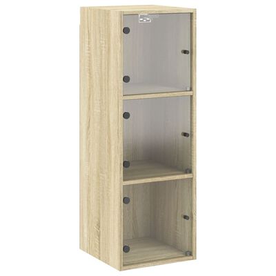 vidaXL Wall Cabinet with Glass Doors Sonoma Oak 35x37x100 cm